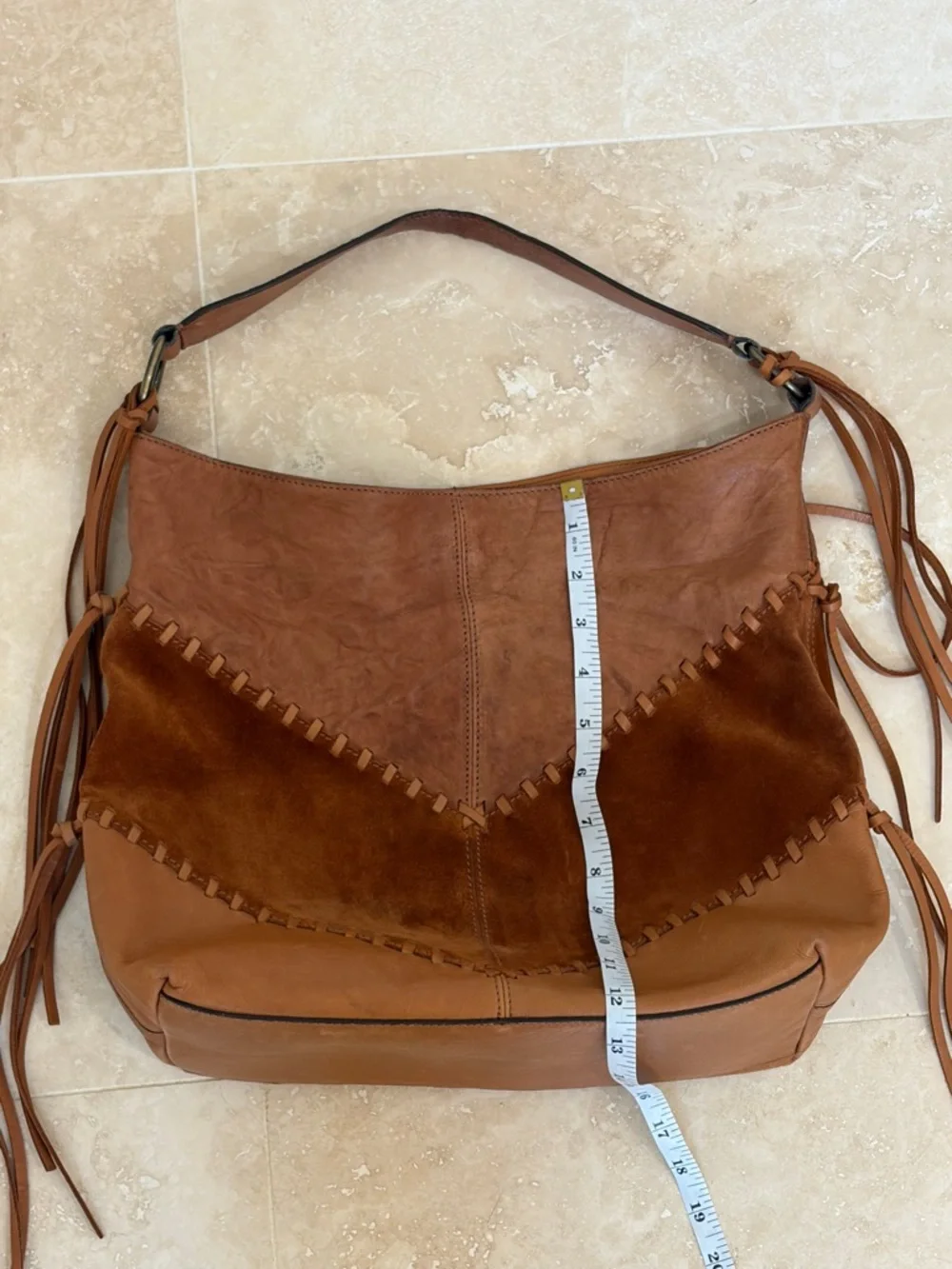 Johnny Was Suede Leather Hobo Bag